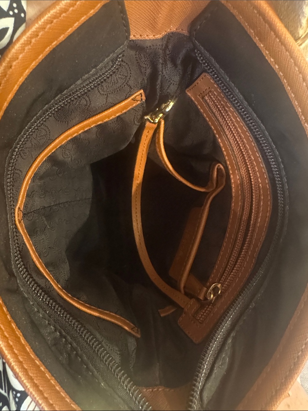 Michael Kors Black Crossbody with Brown Leather Trim and Gold Hardware - Picture 4 of 8